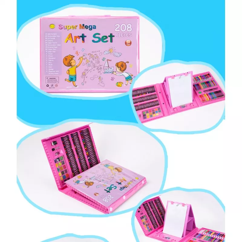 Art set Extralink 208-piece — painting supplies kit with brushes, paints, pencils