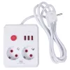 Power strip MACLEAN MCE387 W — 2 sockets, 3×USB A, 110–240V, 2500W, 1.5 m cable, white