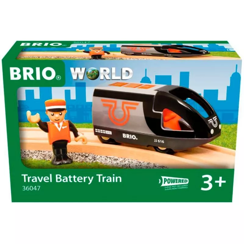 Passenger train BRIO 63604700 orange-black, wooden toy train set, compatible BRIO tracks