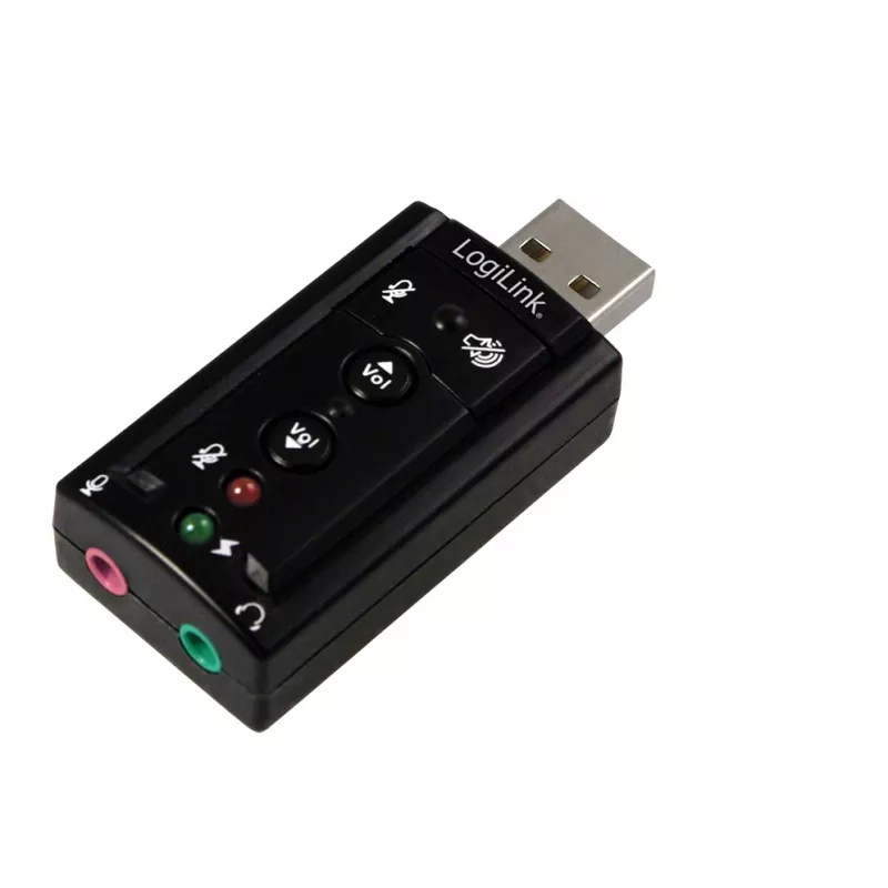 External USB Soundcard LOGILINK UA0078, 7.1 channel, USB interface, compact 124×194×34 mm, 80 g