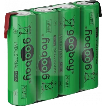 Goobay 4x AA (Mignon) - 2100 mAh, Green - Solder Tag (Z), Nickel-Metal Hydride Battery (NiMH), 4,8 V (55580)