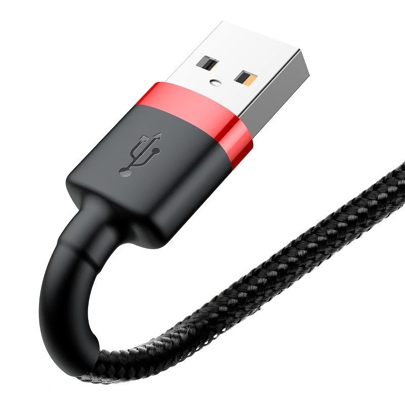 USB-A to Lightning cable Baseus Cafule 2.4A QC 3.0, 1 m — black/red