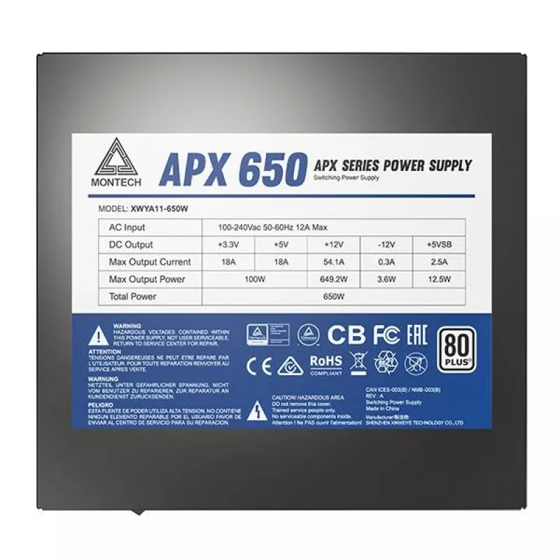 Montech APX650 power supply unit 650 W 20+4 pin ATX ATX Black
