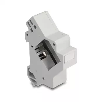 Snap-in Keystone Holder for DIN rail DELOCK 67043 — plastic, grounded, 60×88.2×21.5 mm, grey