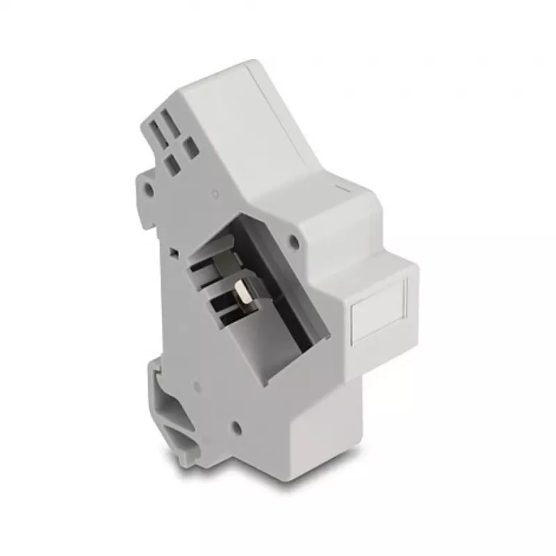 Snap-in Keystone Holder for DIN rail DELOCK 67043 — plastic, grounded, 60×88.2×21.5 mm, grey