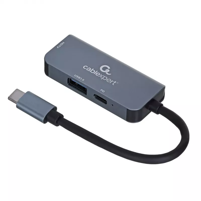 Wired laptop dock Gembird A-CM-COMBO3-02 — USB 3.2 Gen 1 Type-C, HDMI, USB-A, PD up to 87W, 3840×2160