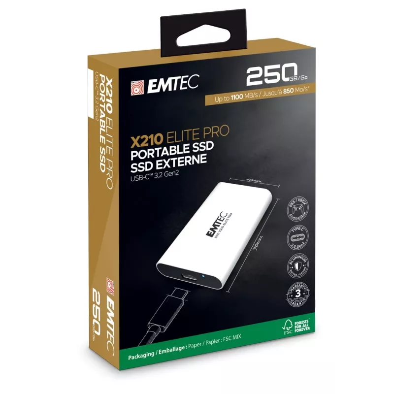 EMTEC Portable SSD X210 Elite Pro 250 GB 3.2 Gen2 External Drive