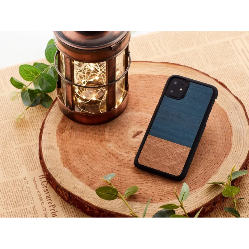 Smartphone case man and wood for iPhone 11 — denim black protective cover