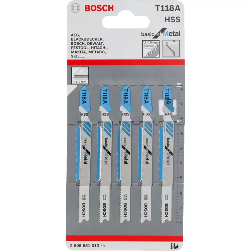 Jigsaw blade Bosch T 118 A High-Speed Steel HSS 5 pcs