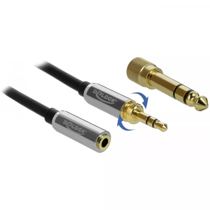 Audio Cable DeLOCK 85779 0.5m 3.5mm Black Grey