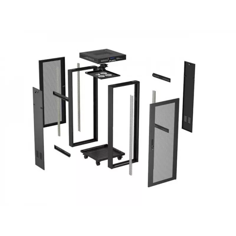 Rack cabinet LANBERG FF01-6624-23BL 24U freestanding 19 inch 600×600 mm IP20 black