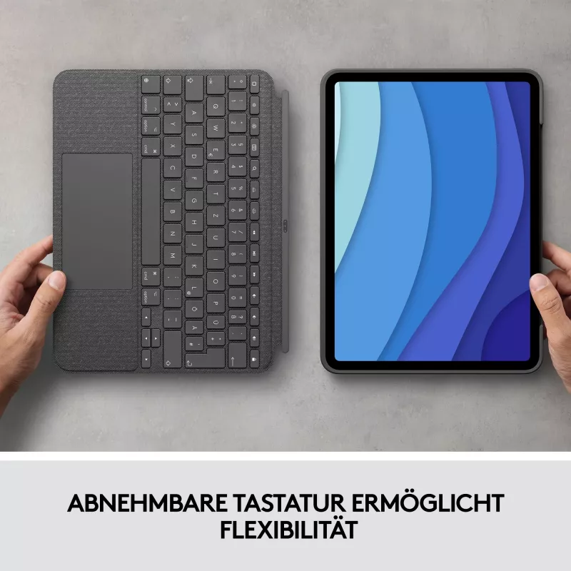 Case with keyboard Combo Touch US iPad Pro 11 1,2,3 Gen grey