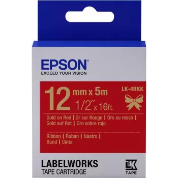 Epson Label Cartridge Satin Ribbon LK-4RKK Gold/Red 12mm (5m)
