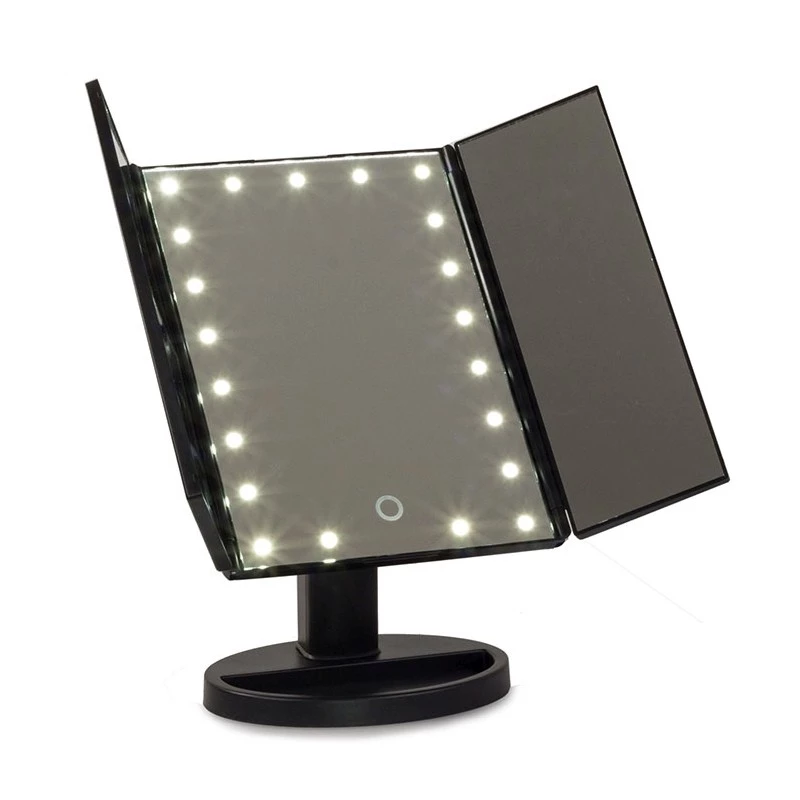 Extralink Makeup Mirror, Magnifying, Black, Foldable, Backlit, with Stand