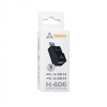 USB hub SBOX H-606 — 3-port USB-A (1x USB 3.0, 2x USB 2.0)