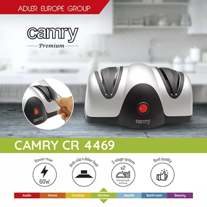Camry Premium CR 4469 knife sharpener Electric knife sharpener Black, Grey