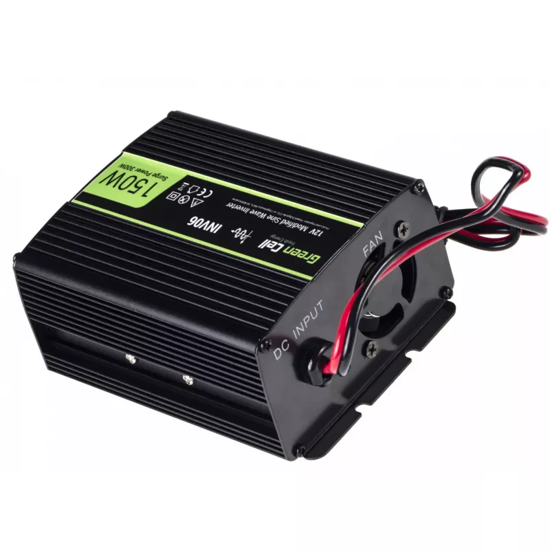 Inverter power adapter Green Cell INV06 12V to 230V 150W 50Hz Type C plug, 85% efficiency, black