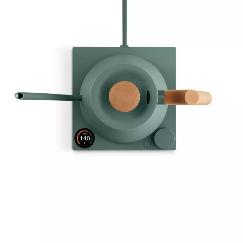 Electric kettle Fellow Stagg EKG PRO 1L, 1200W, green matte, stainless steel, wood handle, adjustable 40–100°C