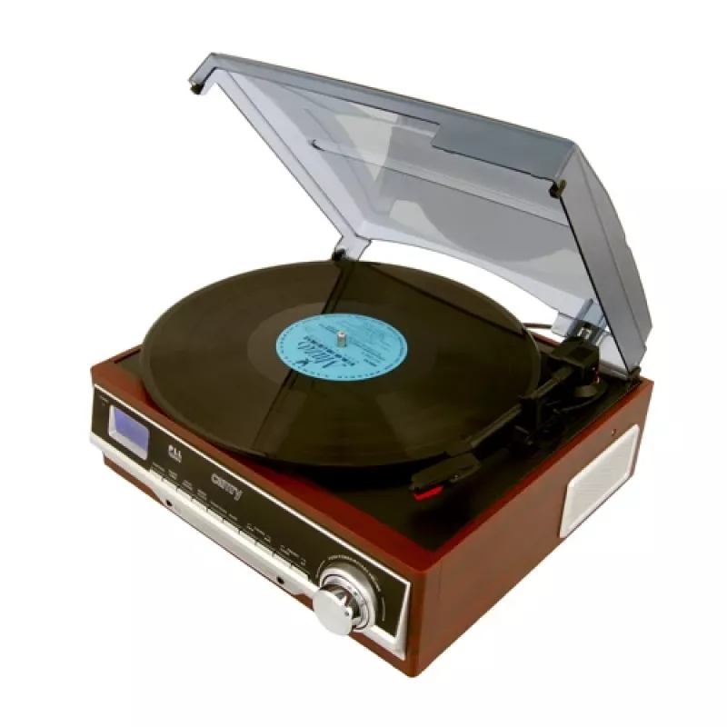 Audio turntable Camry CR 1168 — black with wood finish, 33/45 RPM, built-in speakers, RCA output