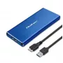 SSD enclosure QOLTEC 51832 — external M.2 SATA, USB 3.0, up to 2TB, blue, supports 30 mm drives, 4 slots