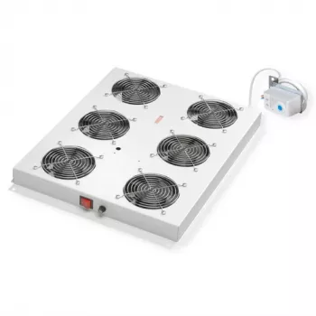 ROLINE 19-inch roof-mounted fan unit with 6 fans and thermostat, steel housing, grey