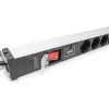 Digitus Socket strip 12-way safety sockets aluminum profile surge protection 2m cable