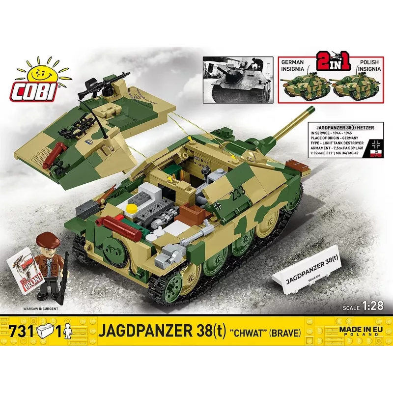 Cobi Blocks Jagdpanzer 38t Brave construction set, 731 pieces