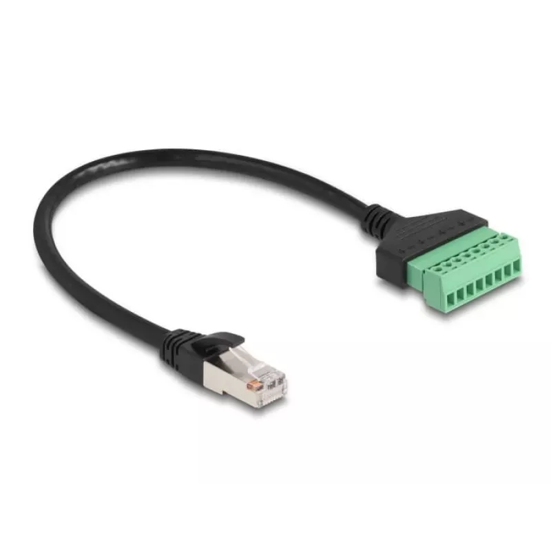 DeLOCK RJ45 Cable Cat.6 plug to Terminal Block Adapter 30 cm Black Green