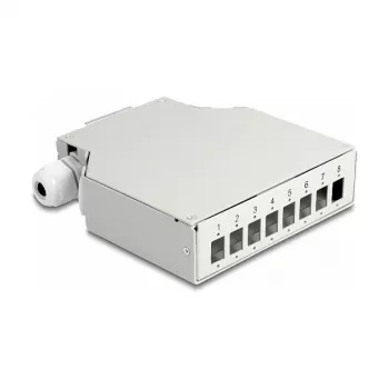 DeLOCK Fiber Optic Distribution Box DIN rail 8 port grey