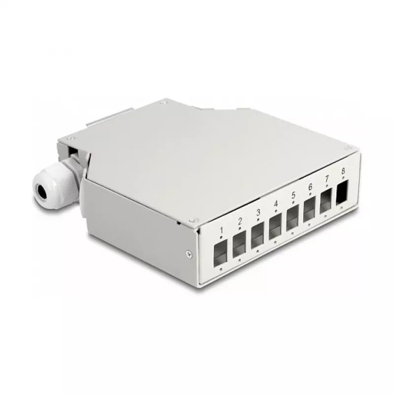 DeLOCK Fiber Optic Distribution Box DIN rail 8 port grey