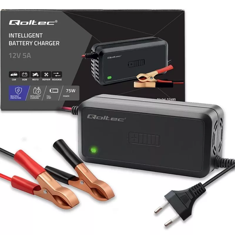 Battery charger QOLTEC 12V 5A rectifier for AGM/GEL batteries