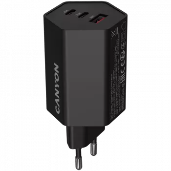 CANYON Charger HEXAGON 65 GaN 65W 2xPD 1xQC EU Black (CND-CHAHEX65B)