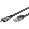 Wentronic goobay - Network Cable - 24 pin USB-C (M) to RJ-45 (M) - 1,0m - 6 mm - FTP - CAT 6 - USB 3,1 - braided cable - Black, Silver (70696)