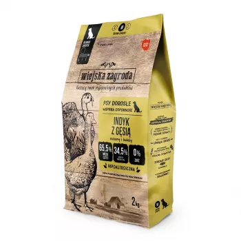 Dry dog food Wiejska Zagroda Turkey with Goose 2 kg — Adult, Grain-Free, 31% Protein, 20% Fat