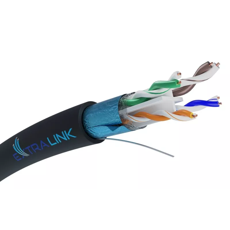 Network Cable Extralink Twisted pair CAT6 FTP (F/UTP) V2 Outdoor 305M Black