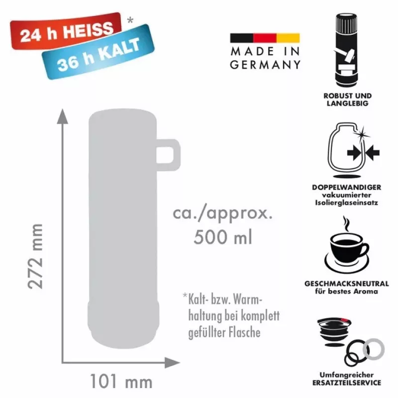 ROTPUNKT Glass thermos, capacity 0.250 l, olive (green)