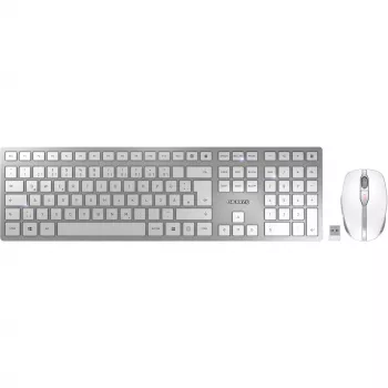 CHERRY DW 9100 SLIM keyboard Mouse included Universal RF Wireless + Bluetooth QWERTZ German Silver