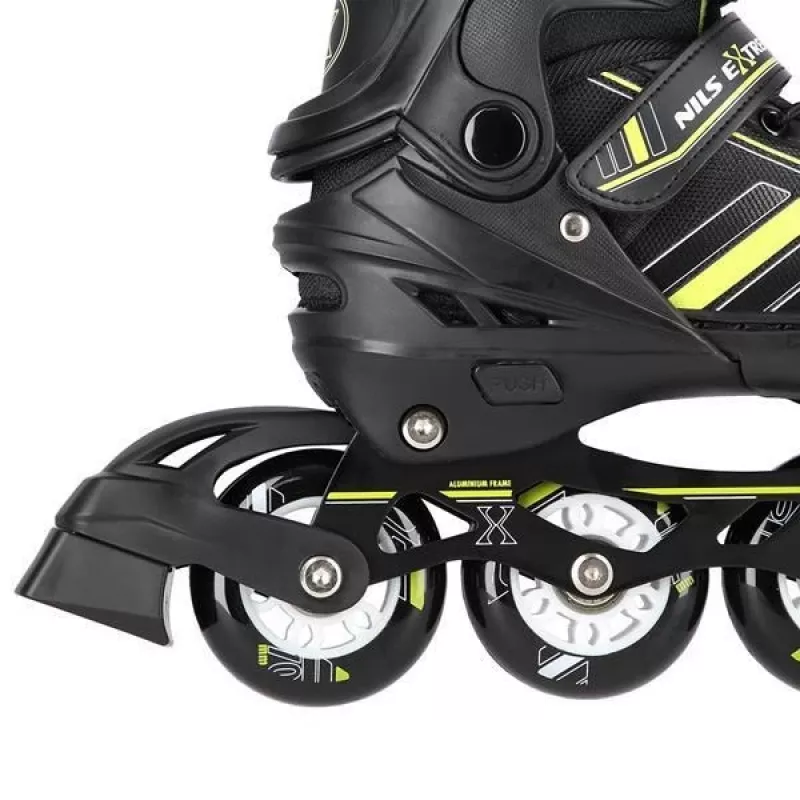 Nils Extreme NH18191 2IN1 Inline Skates BLACK/LIME SIZE. M (34-38) With Interchangeable Hockey Skates