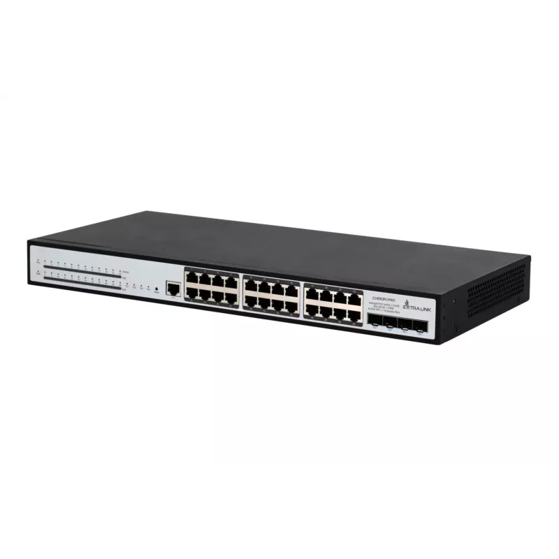 Managed Switch Extralink Chiron Pro 24x RJ45 1000Mb/s PoE 4x SFP+ L3 370W