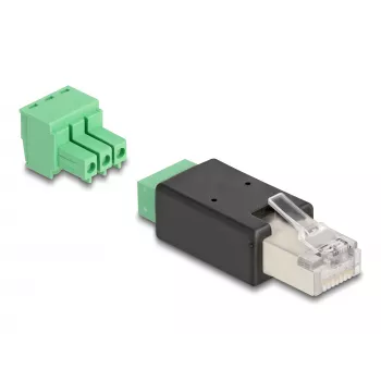 DeLOCK 66607 cable gender changer RJ45 3 pin terminal block Black Green