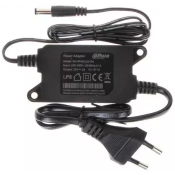 Power supply DAHUA PFM321D, indoor 12 V, input 100–240 V 50/60 Hz, black, 84×41×26 mm