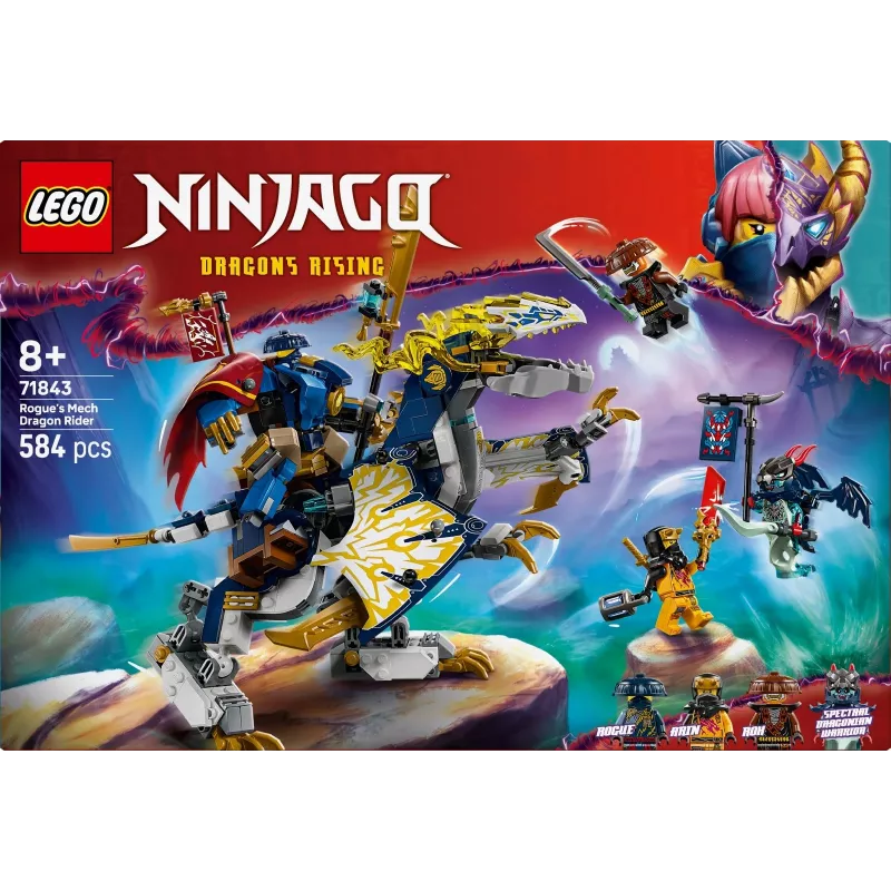 LEGO NINJAGO set 71843 Rogue’s Mech Dragon Rider — 584 pcs, 4 minifigures, 190 mm model height
