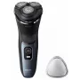Electric Rotary Shaver Philips 3000 Series S3144/00 — 3-head, Wet & Dry, Li‑Ion Battery, Cordless, Built-in Trimmer, Black/Blue