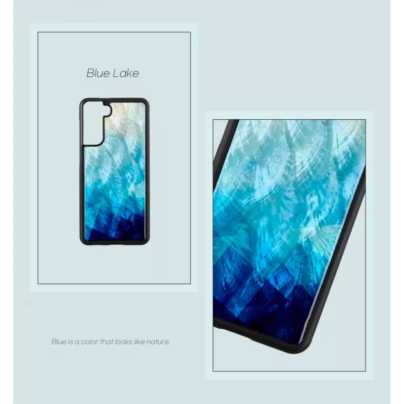 Phone case iKins for Samsung Galaxy S21+ — protective back cover, blue lake black