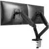 Goobay Desk Mount | Double Monitor Mount with Gas Spring | Swivel, Tilt, Rotation | 17-32 inch | Maximum weight (capacity) 9 kg | Black