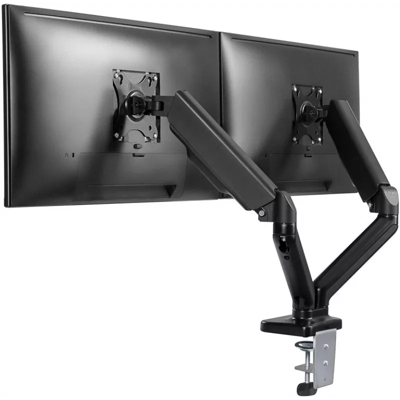 Goobay Desk Mount | Double Monitor Mount with Gas Spring | Swivel, Tilt, Rotation | 17-32 inch | Maximum weight (capacity) 9 kg | Black