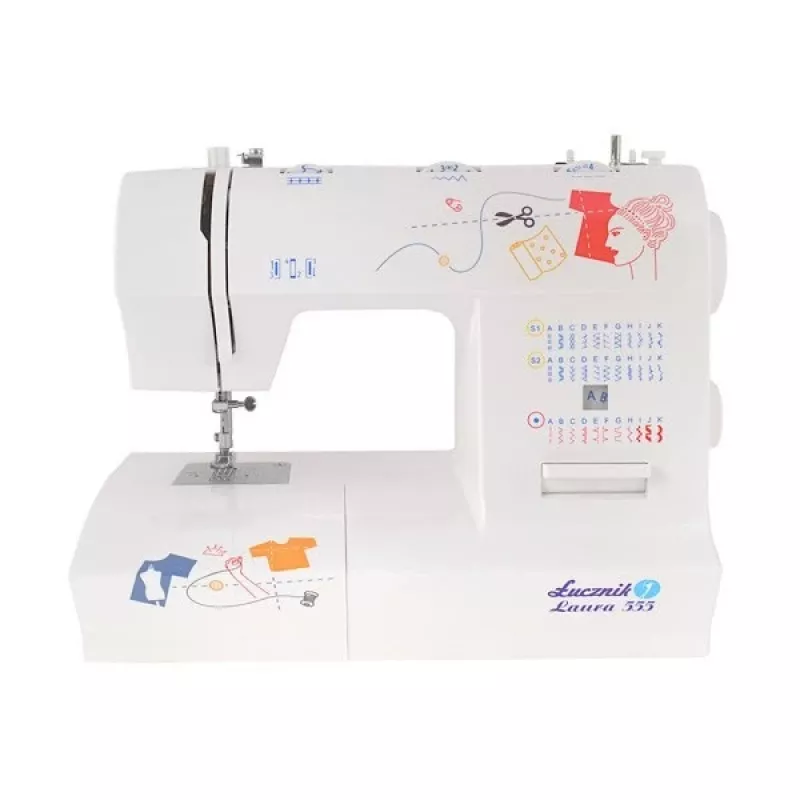Sewing machine lucznik Laura 555 — mechanical, 5 stitch patterns, 4-step buttonhole, free arm, 35 programs
