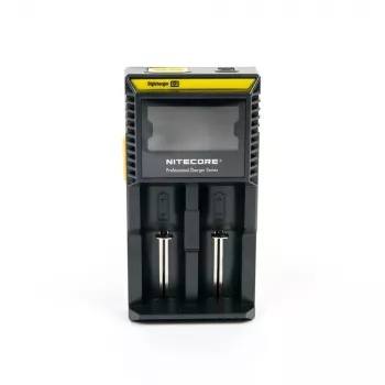 Battery charger Nitecore D2 — 2‑slot charger for AA/AAA/AAAA/C batteries, 100–240V input, 4.2V output, black