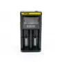 Battery charger Nitecore D2 — 2‑slot charger for AA/AAA/AAAA/C batteries, 100–240V input, 4.2V output, black