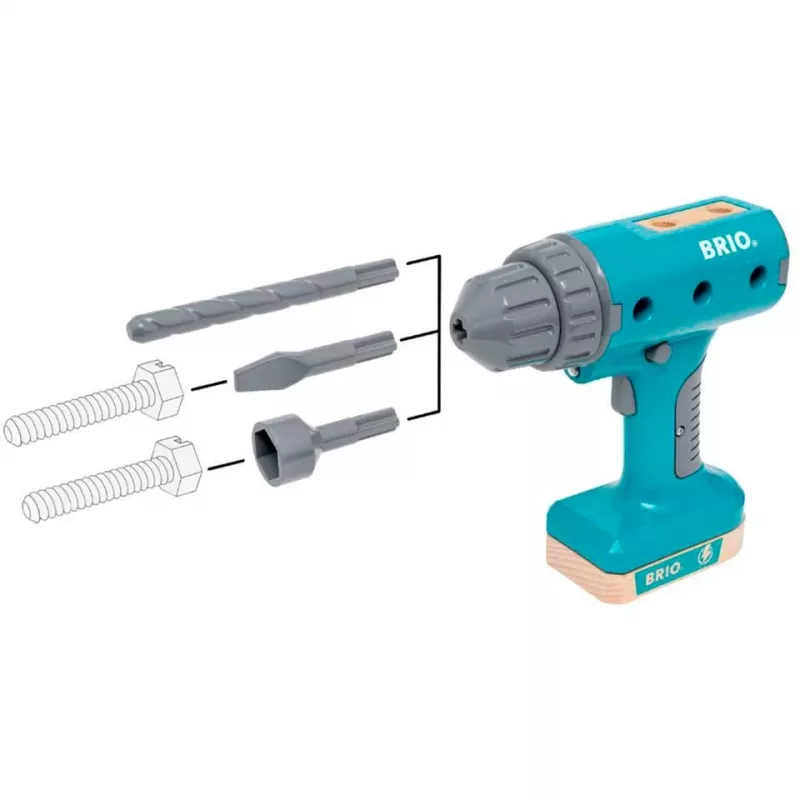 Cordless screwdriver toy BRIO Builder model 63460000 — realistic design, battery-powered play tool